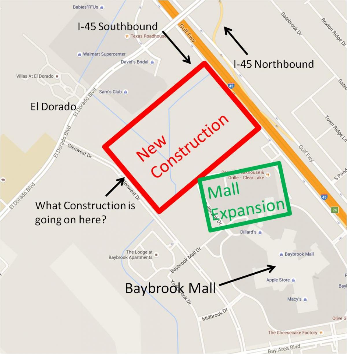 kort over Baybrook mall