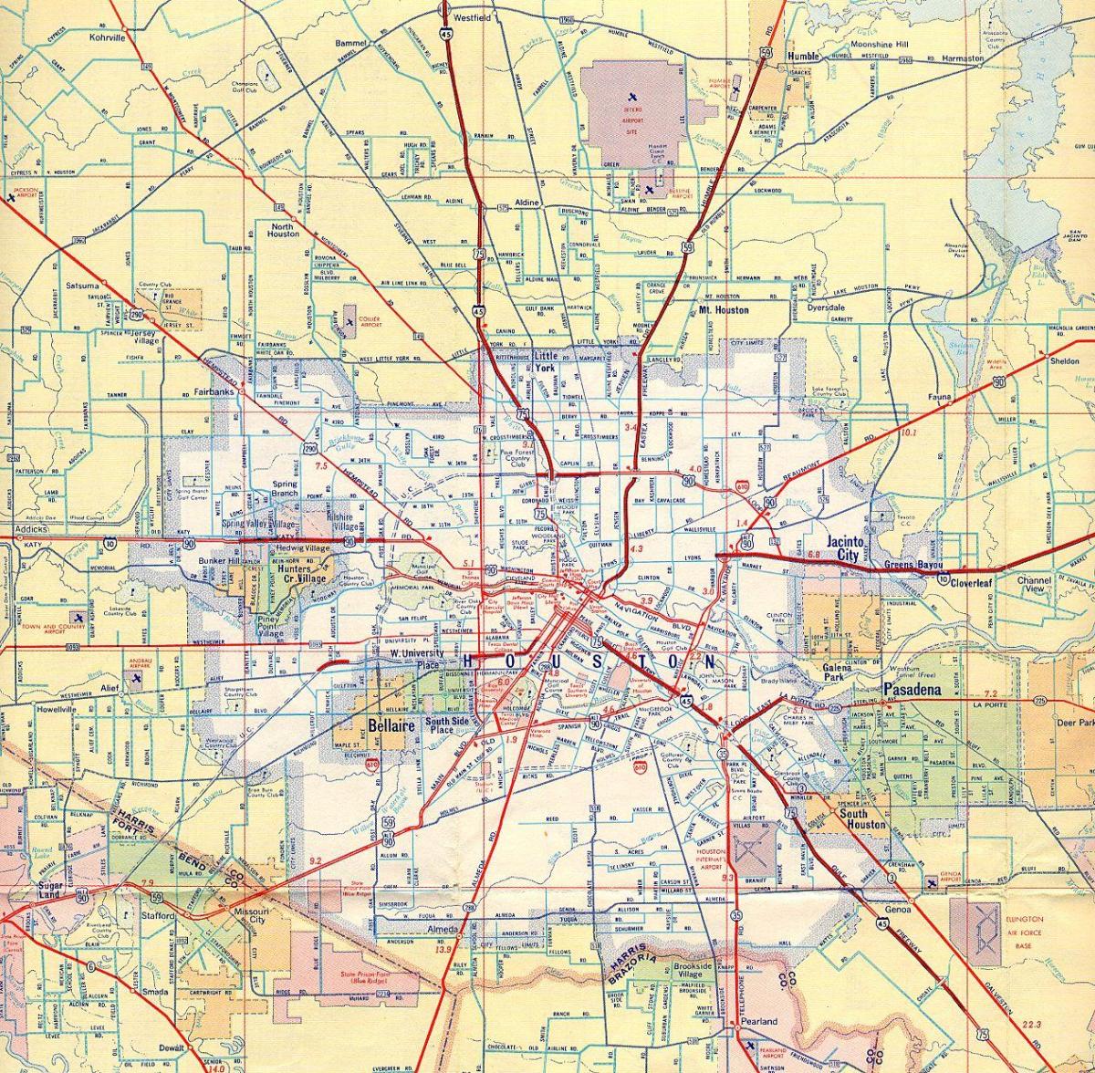 kort over motorveje Houston