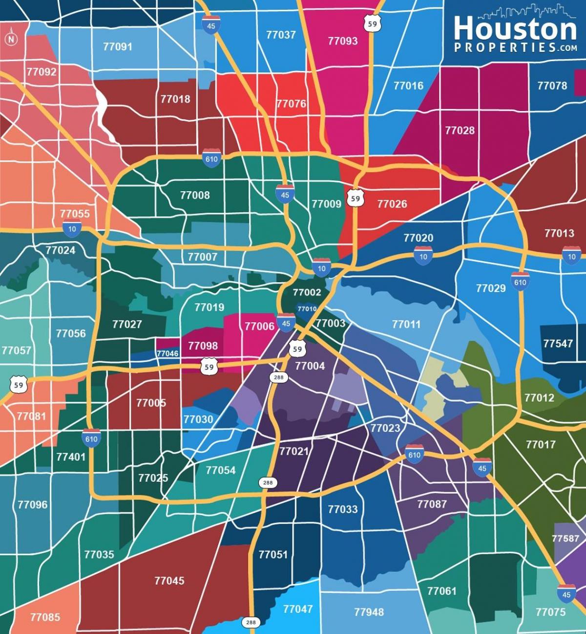 kort over Houston forstæder