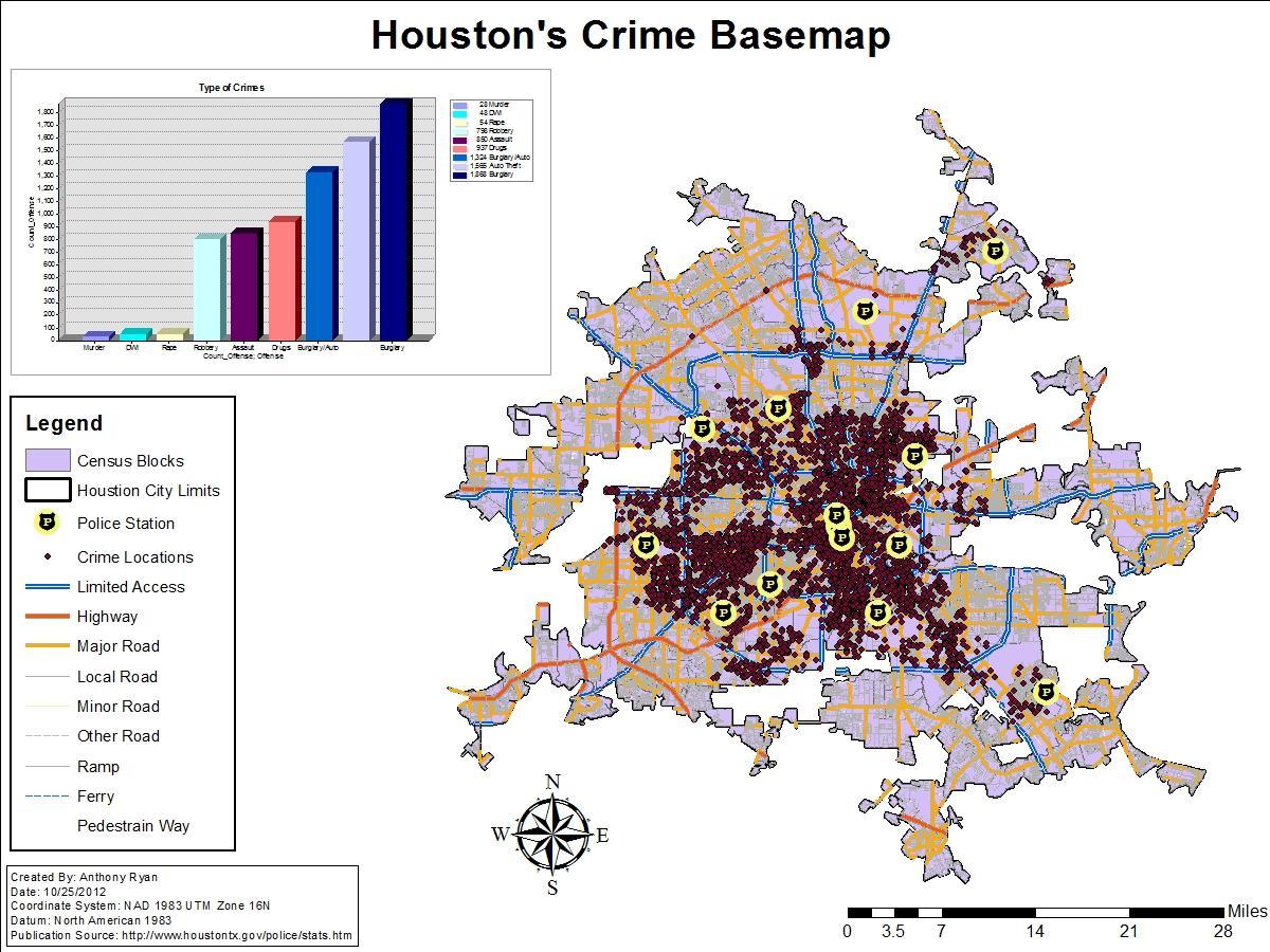 Houston kriminalitet kort