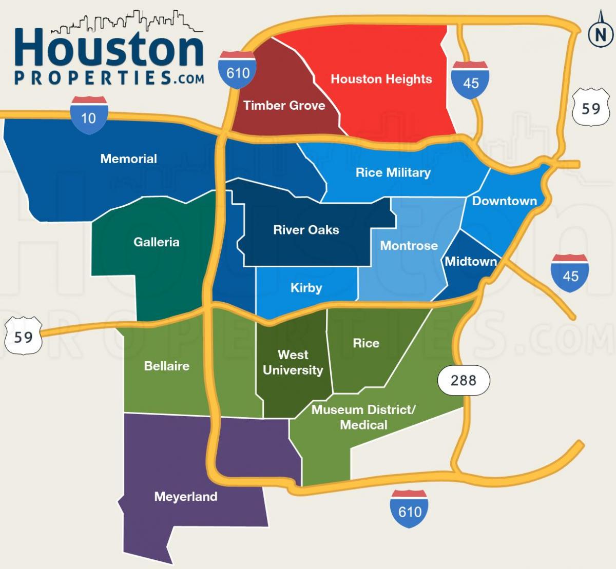 kort over Houston kvarterer