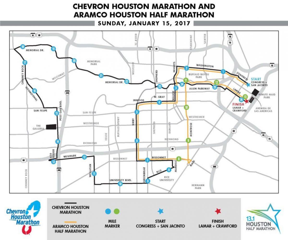 kort over Houston marathon