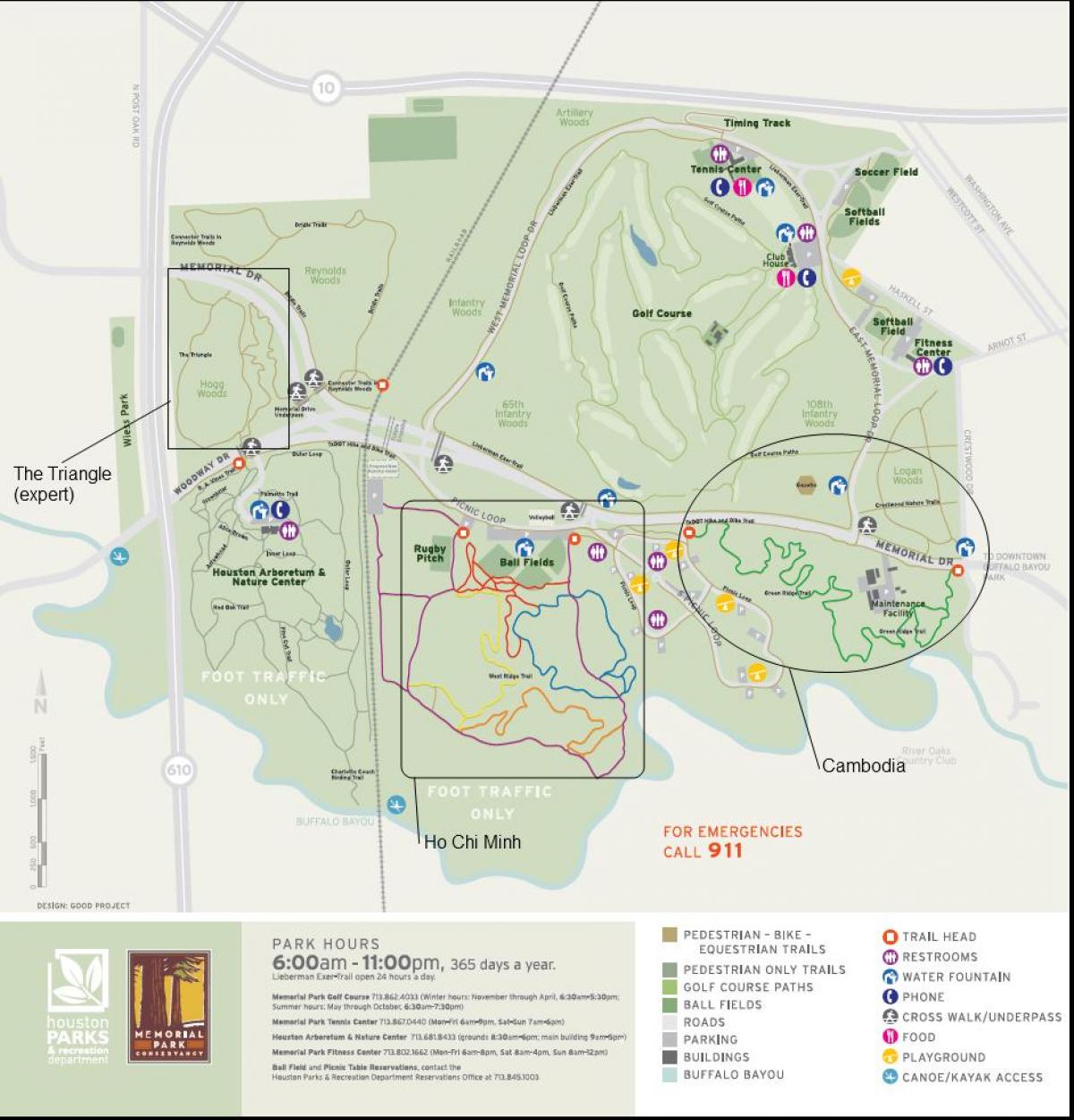 kort over Memorial park Houston