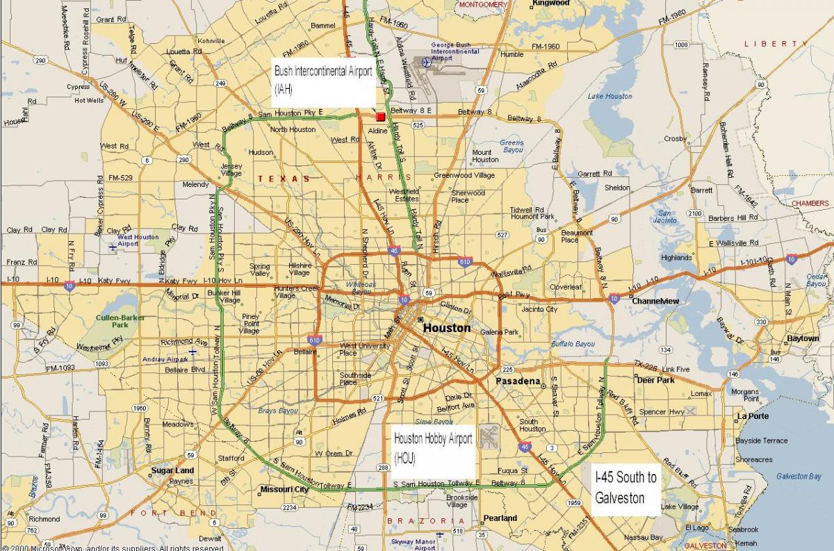 kort over Houston metro-området