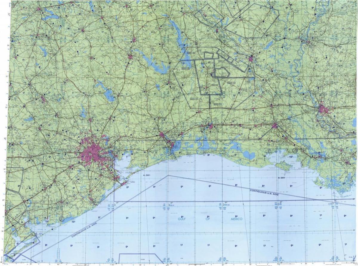 topografisk kort over Houston