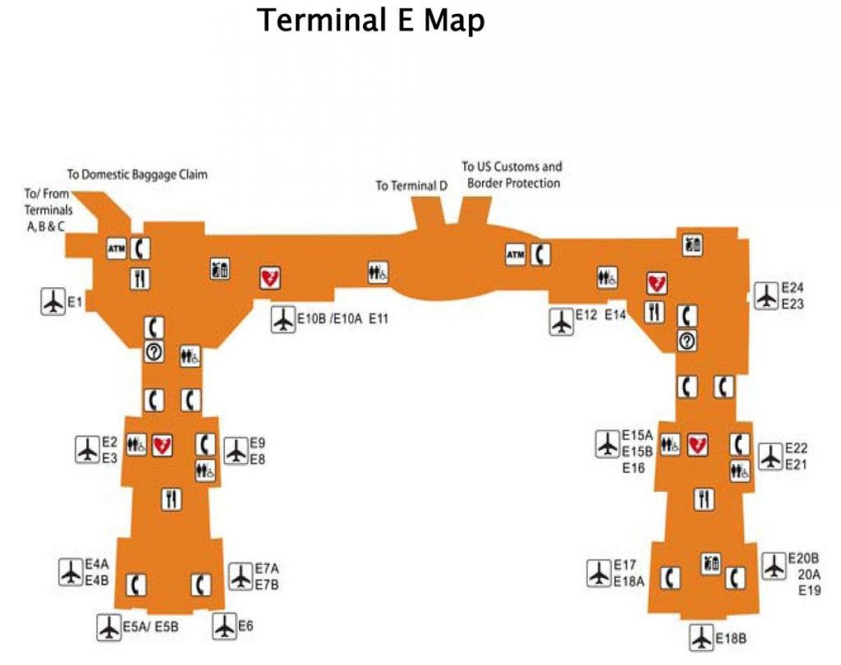 Houston lufthavn terminal e kort