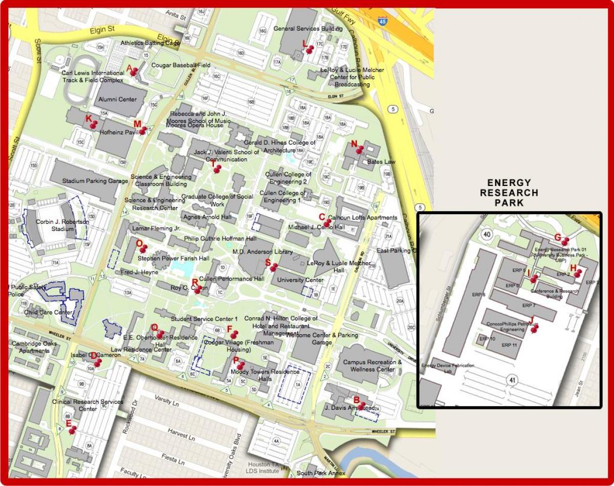 kort over universitetet i Houston