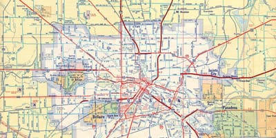 Vej kort over Houston